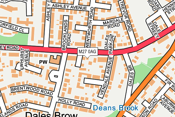 M27 0AG map - OS OpenMap – Local (Ordnance Survey)