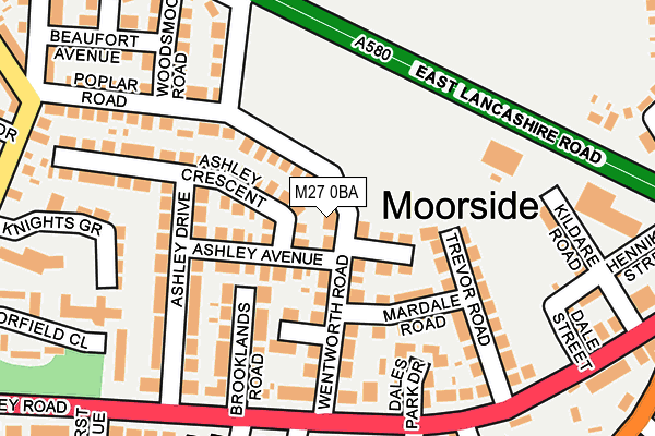 M27 0BA map - OS OpenMap – Local (Ordnance Survey)