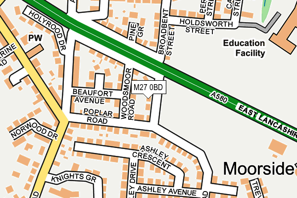 M27 0BD map - OS OpenMap – Local (Ordnance Survey)