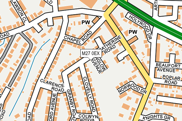 M27 0EX map - OS OpenMap – Local (Ordnance Survey)