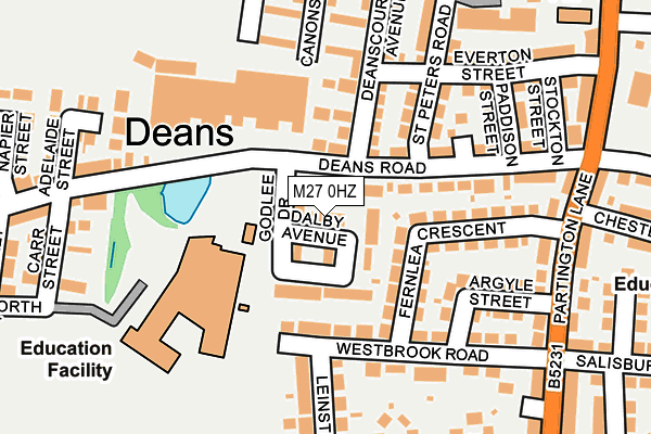 M27 0HZ map - OS OpenMap – Local (Ordnance Survey)