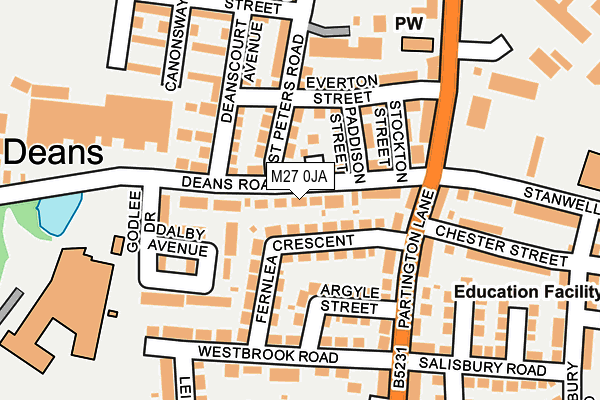 M27 0JA map - OS OpenMap – Local (Ordnance Survey)