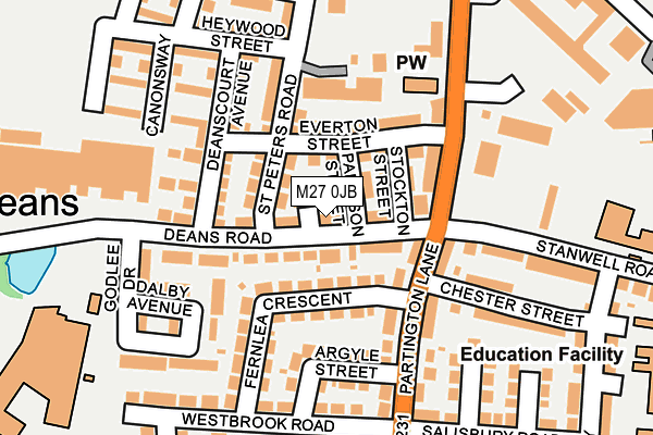 M27 0JB map - OS OpenMap – Local (Ordnance Survey)