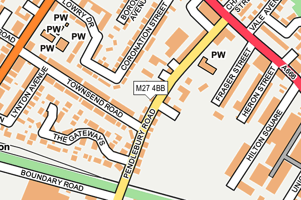 M27 4BB map - OS OpenMap – Local (Ordnance Survey)