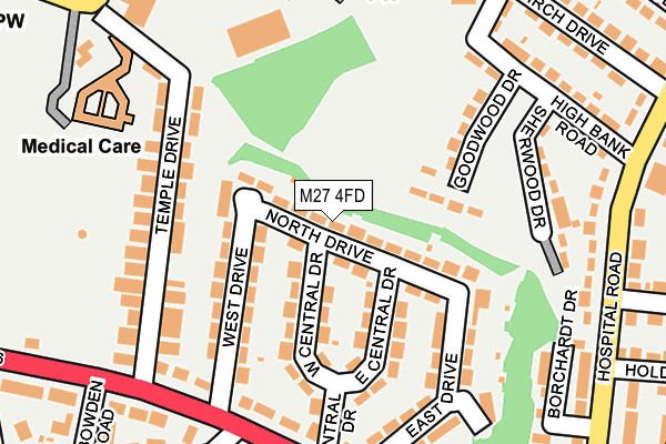 M27 4FD map - OS OpenMap – Local (Ordnance Survey)