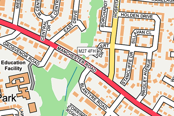 M27 4FH map - OS OpenMap – Local (Ordnance Survey)