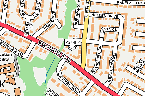 M27 4FP map - OS OpenMap – Local (Ordnance Survey)