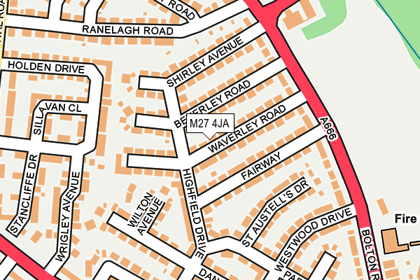 M27 4JA map - OS OpenMap – Local (Ordnance Survey)