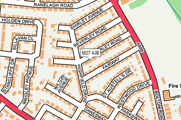 M27 4JB map - OS OpenMap – Local (Ordnance Survey)