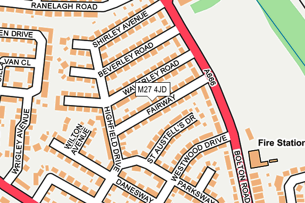 M27 4JD map - OS OpenMap – Local (Ordnance Survey)