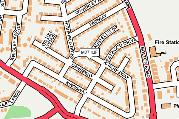 M27 4JF map - OS OpenMap – Local (Ordnance Survey)