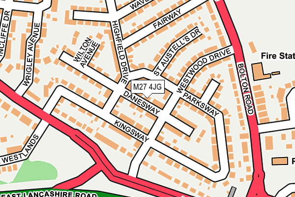 M27 4JG map - OS OpenMap – Local (Ordnance Survey)