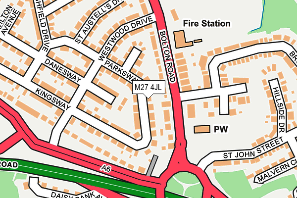 M27 4JL map - OS OpenMap – Local (Ordnance Survey)