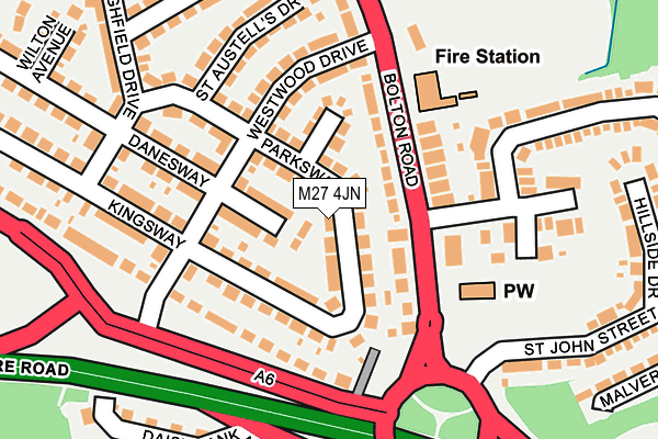 M27 4JN map - OS OpenMap – Local (Ordnance Survey)