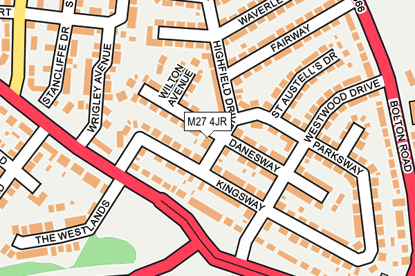 M27 4JR map - OS OpenMap – Local (Ordnance Survey)