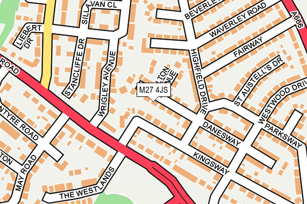 M27 4JS map - OS OpenMap – Local (Ordnance Survey)