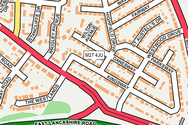 M27 4JU map - OS OpenMap – Local (Ordnance Survey)