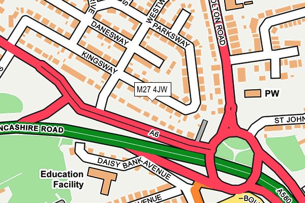 M27 4JW map - OS OpenMap – Local (Ordnance Survey)