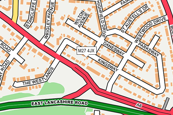 M27 4JX map - OS OpenMap – Local (Ordnance Survey)