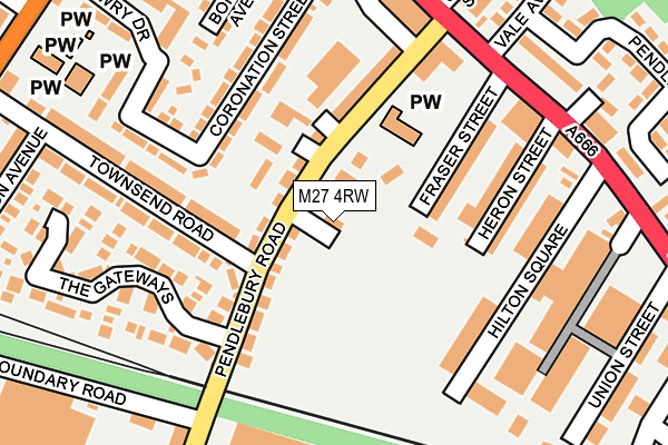 M27 4RW map - OS OpenMap – Local (Ordnance Survey)