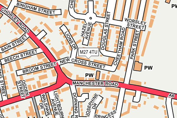 M27 4TU map - OS OpenMap – Local (Ordnance Survey)