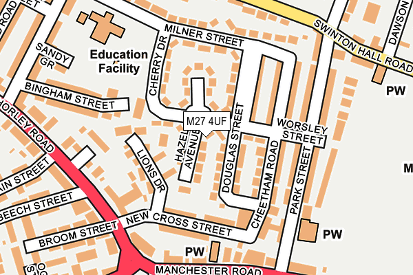 M27 4UF map - OS OpenMap – Local (Ordnance Survey)
