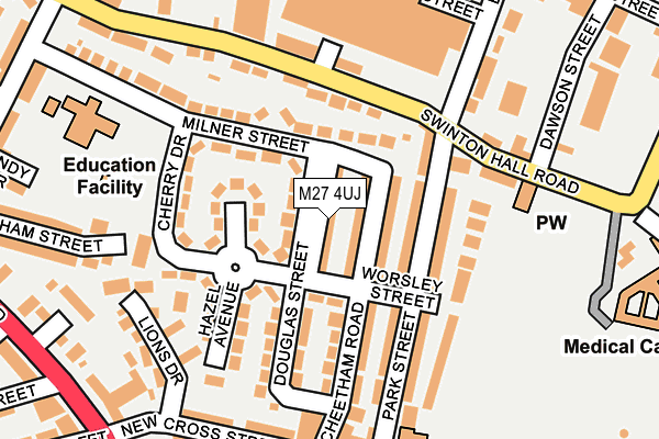 M27 4UJ map - OS OpenMap – Local (Ordnance Survey)