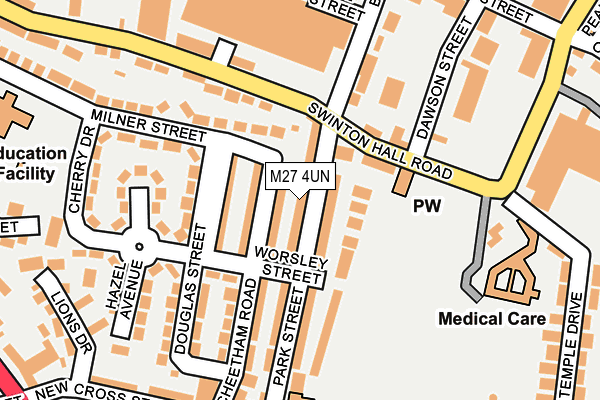 M27 4UN map - OS OpenMap – Local (Ordnance Survey)