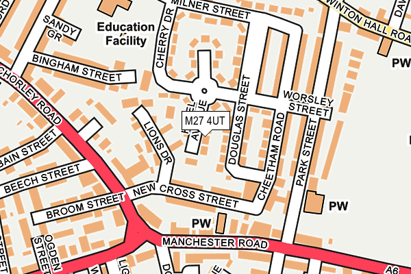 M27 4UT map - OS OpenMap – Local (Ordnance Survey)