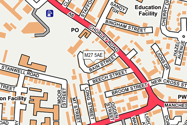 M27 5AE map - OS OpenMap – Local (Ordnance Survey)