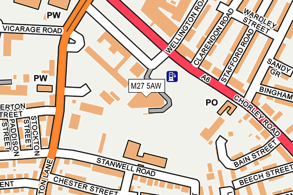 M27 5AW map - OS OpenMap – Local (Ordnance Survey)