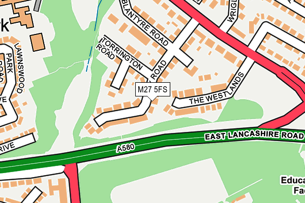 M27 5FS map - OS OpenMap – Local (Ordnance Survey)