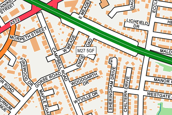 M27 5GF map - OS OpenMap – Local (Ordnance Survey)