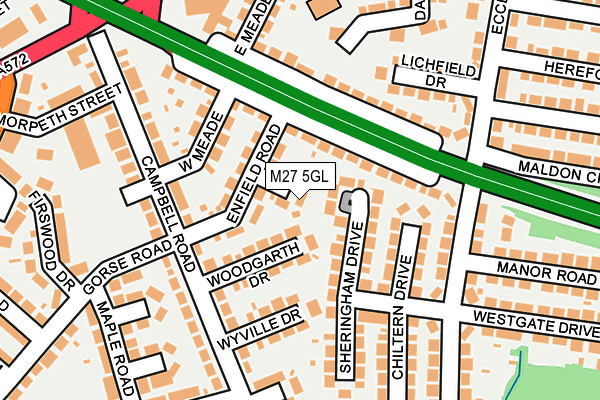 M27 5GL map - OS OpenMap – Local (Ordnance Survey)