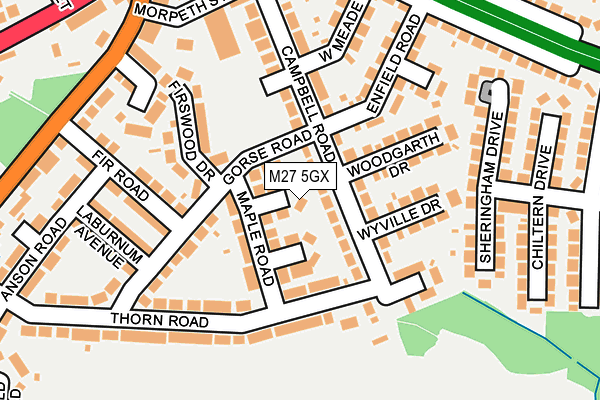 M27 5GX map - OS OpenMap – Local (Ordnance Survey)