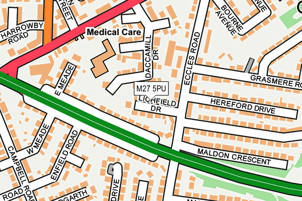 M27 5PU map - OS OpenMap – Local (Ordnance Survey)