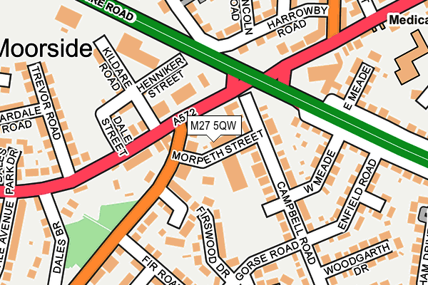 M27 5QW map - OS OpenMap – Local (Ordnance Survey)