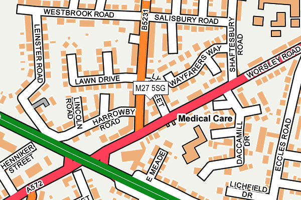 M27 5SG map - OS OpenMap – Local (Ordnance Survey)