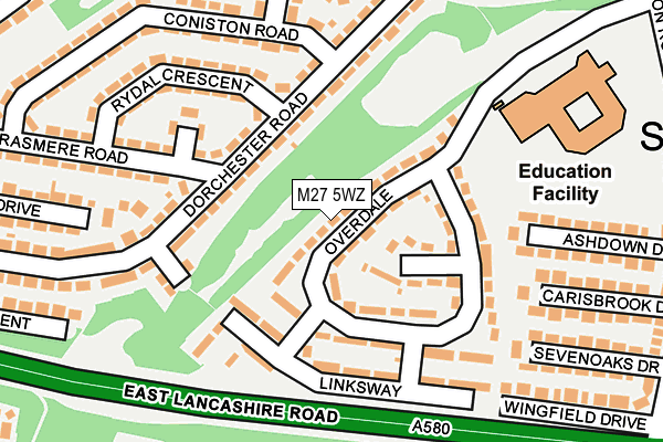 M27 5WZ map - OS OpenMap – Local (Ordnance Survey)