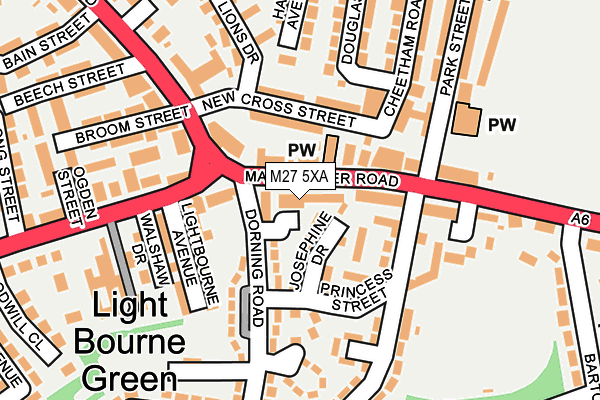 M27 5XA map - OS OpenMap – Local (Ordnance Survey)