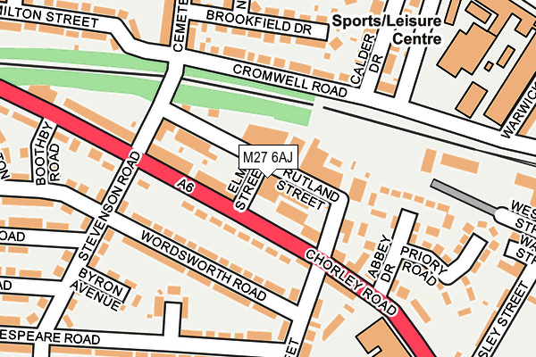 M27 6AJ map - OS OpenMap – Local (Ordnance Survey)