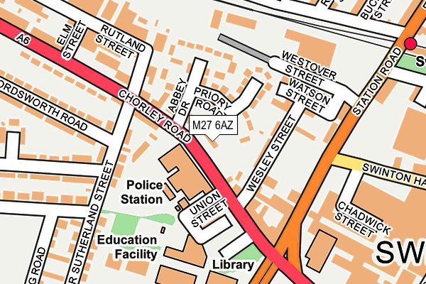M27 6AZ map - OS OpenMap – Local (Ordnance Survey)