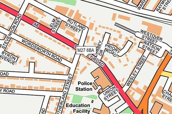 M27 6BA map - OS OpenMap – Local (Ordnance Survey)