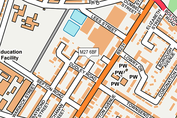 M27 6BF map - OS OpenMap – Local (Ordnance Survey)