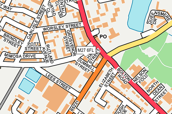 M27 6FL map - OS OpenMap – Local (Ordnance Survey)