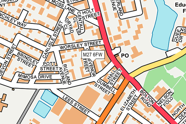 M27 6FW map - OS OpenMap – Local (Ordnance Survey)