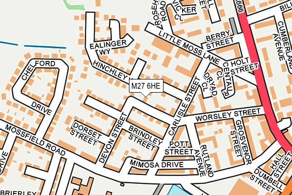 M27 6HE map - OS OpenMap – Local (Ordnance Survey)