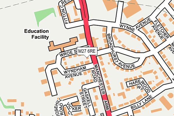 M27 6RE map - OS OpenMap – Local (Ordnance Survey)