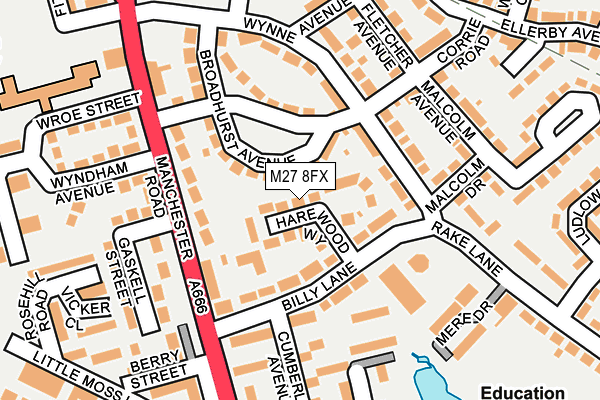 M27 8FX map - OS OpenMap – Local (Ordnance Survey)