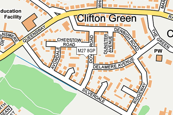 M27 8GP map - OS OpenMap – Local (Ordnance Survey)